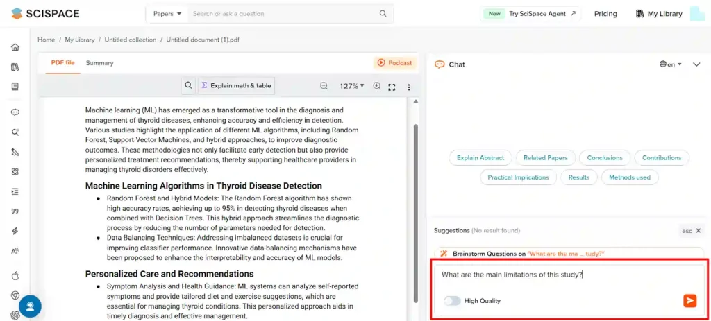 SciSpace - Ask Detailed Questions for Validation