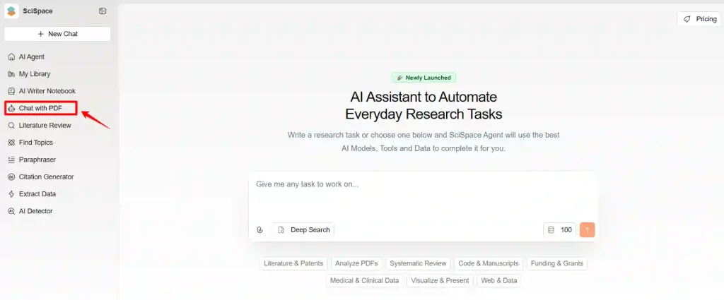 Validation with SciSpace Copilot - Open Chat with PDF Block