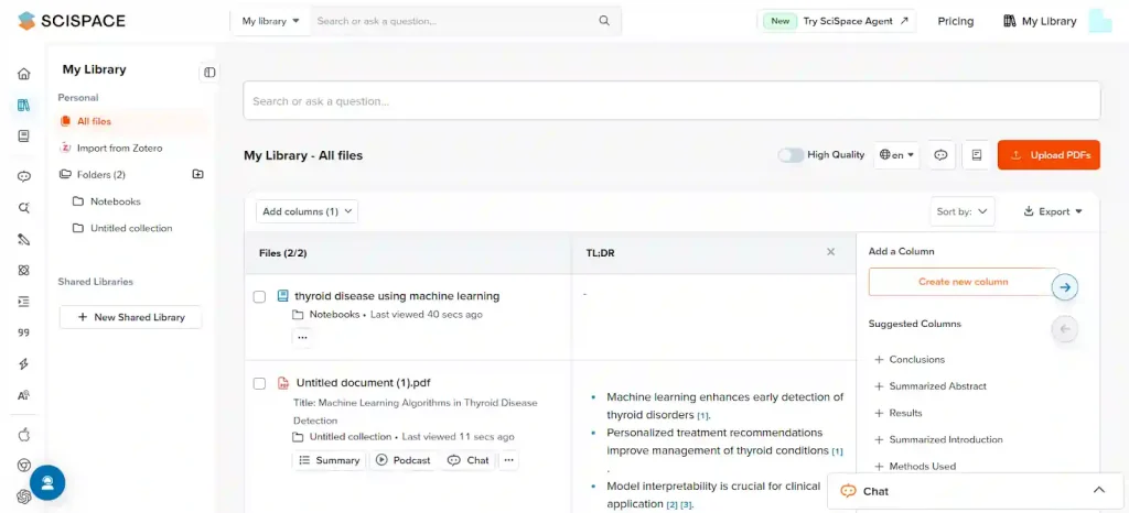 Validation with SciSpace Copilot - Organise Insights in Library