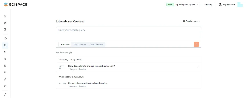 SciSpace - Start with a  Literature Review